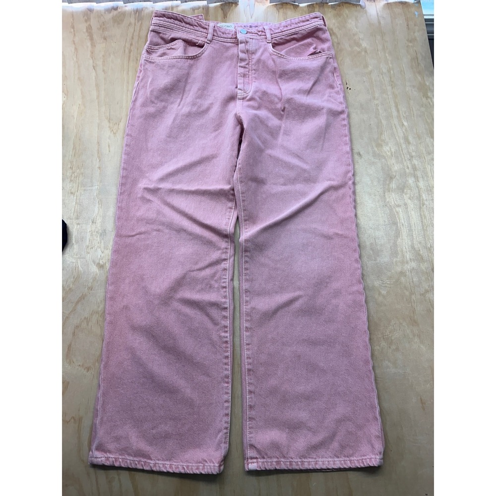 Pilcro Anthropologie Pink Wide Leg Cinch Back Jeans Size 32 Button Fly